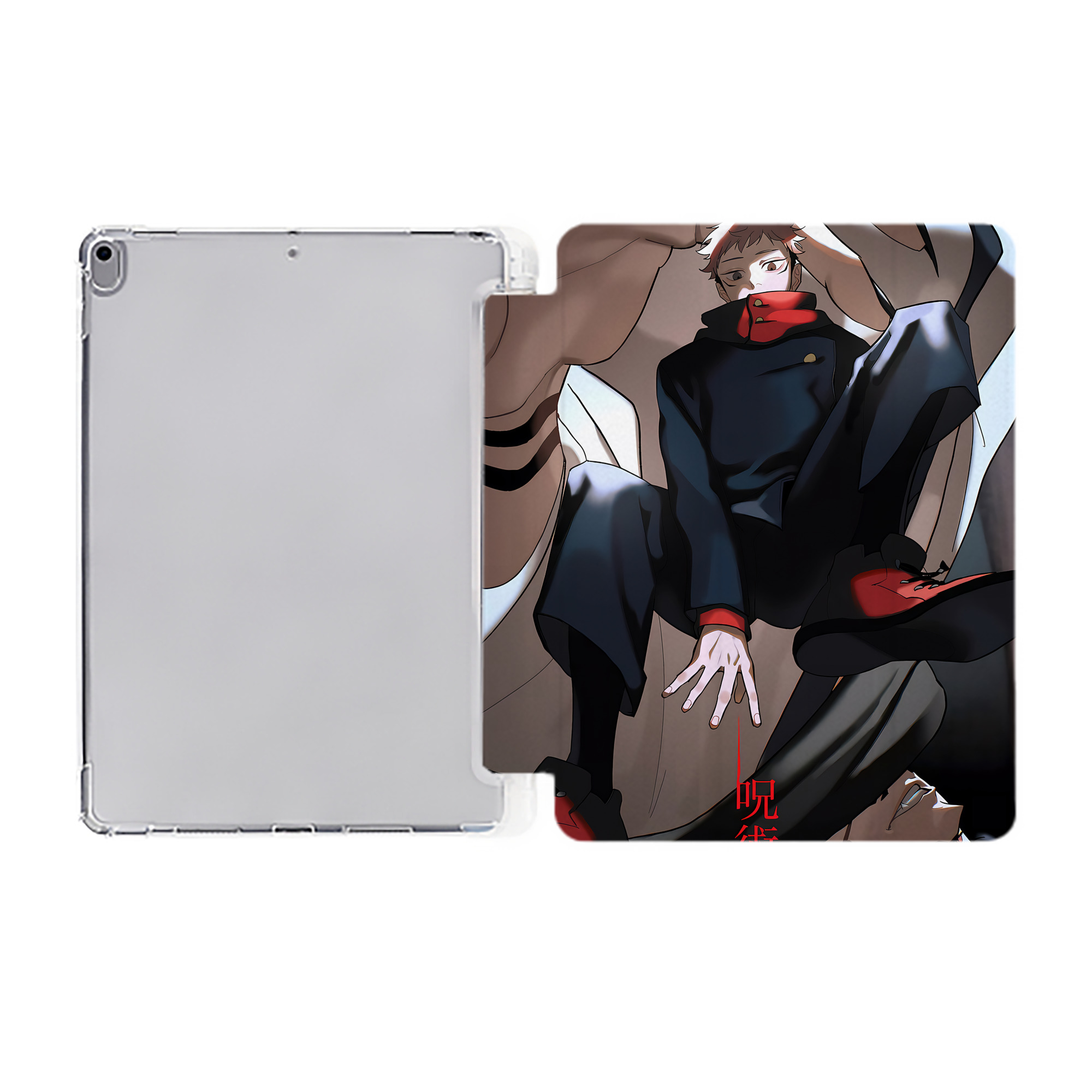 （画像用） 呪術廻戦 Jujutsu Kaisen IPad ケース ペン収納付き 三つ折りスタンド PUレザー×シリコン 対応機種9.5/10.5/10.9インチ